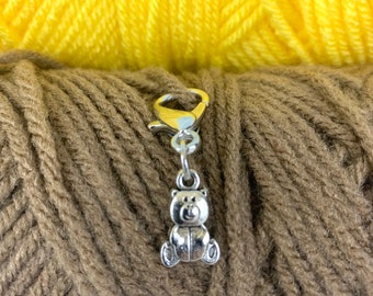 Crochet, Stitch Markers, Charms, Bear