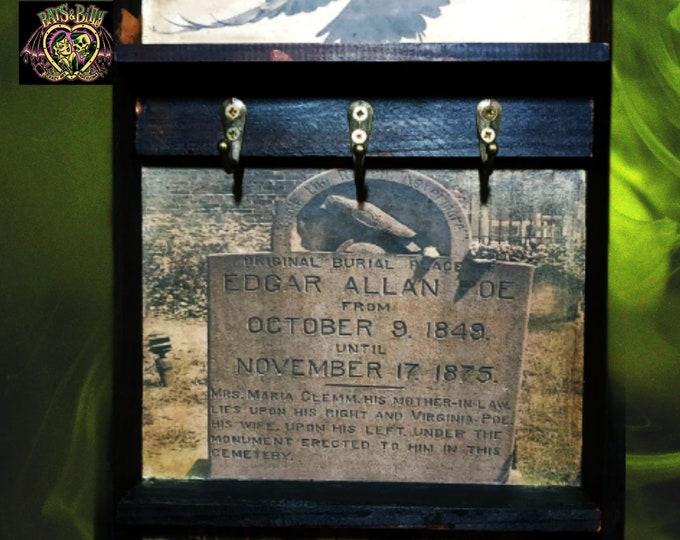 Poe's grave Wooden Key Rack