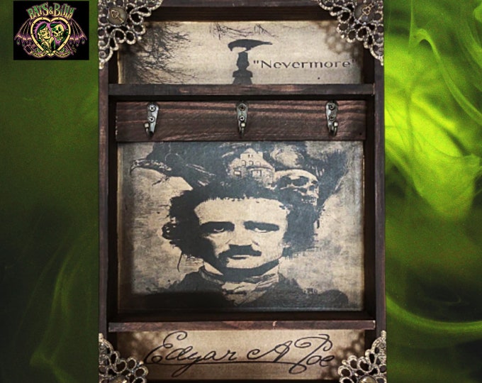Edgar Allan Poe Wooden Key Rack