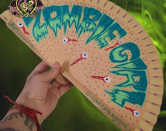 Zombie Girl Beach Wooden Fan