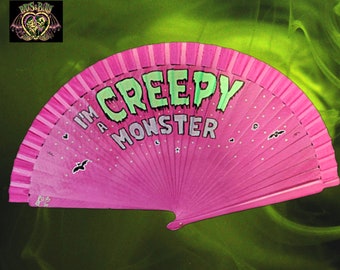 I m a Creepy Monster Wooden Fan