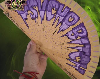 Psycho Bitch Beach Wooden Fan