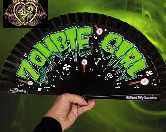 Zombie Girl Wooden Fan