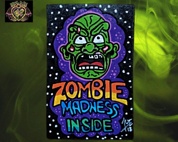 Wooden Fridge Magnet Zombie Madness