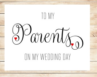 Printable Card for Parents - Card for Parents on Wedding Day