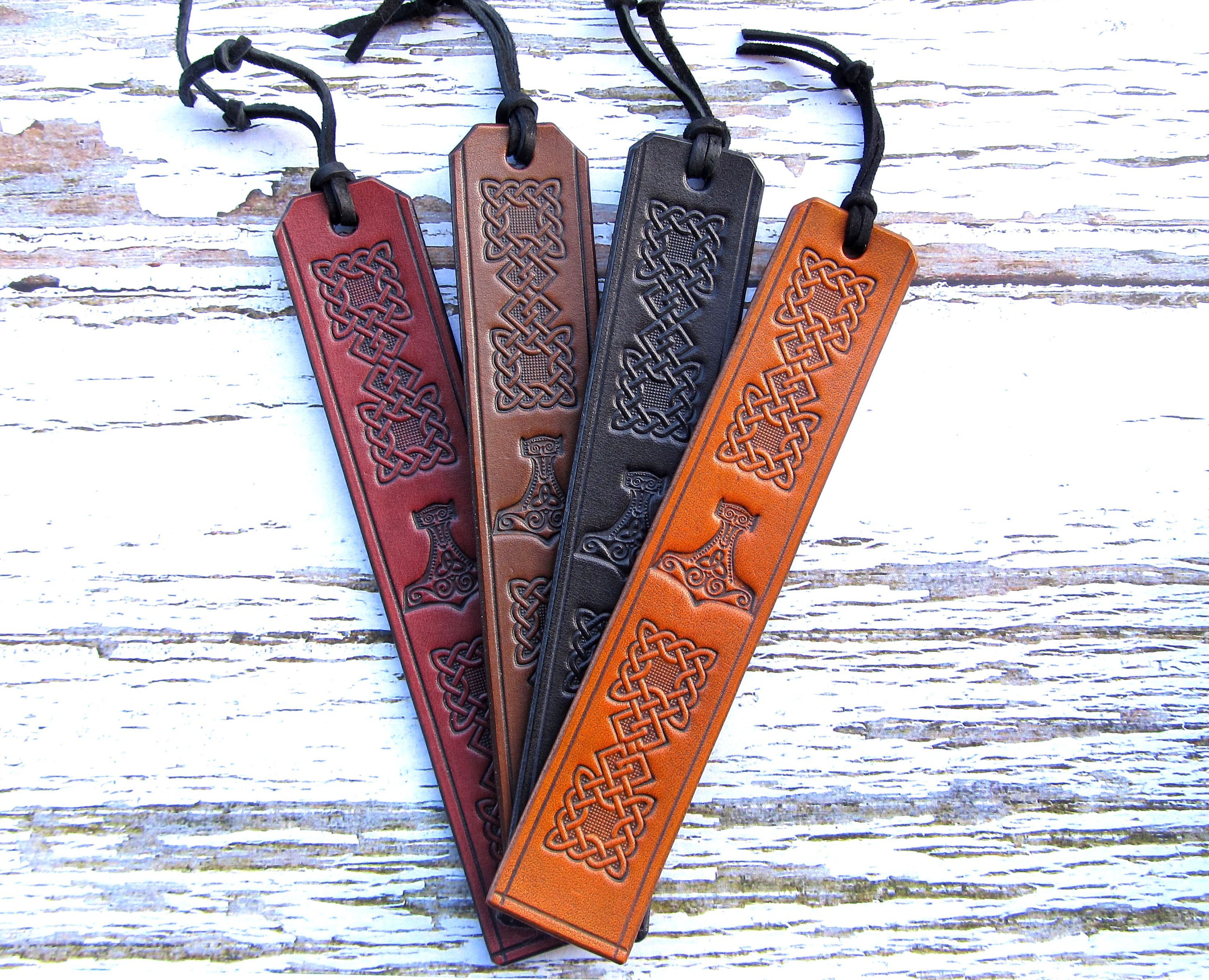 Leather Bookmark Mjolnir Vikings Book Mark Leather Viking | Etsy