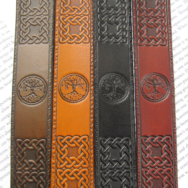 Tree of Life Leather Bookmark w/Celtic Knotwork, Genuine Tooled Leather, Unique Reader, Birthday, Anniversary Gift, Brown/Black/Tan/Mahogany