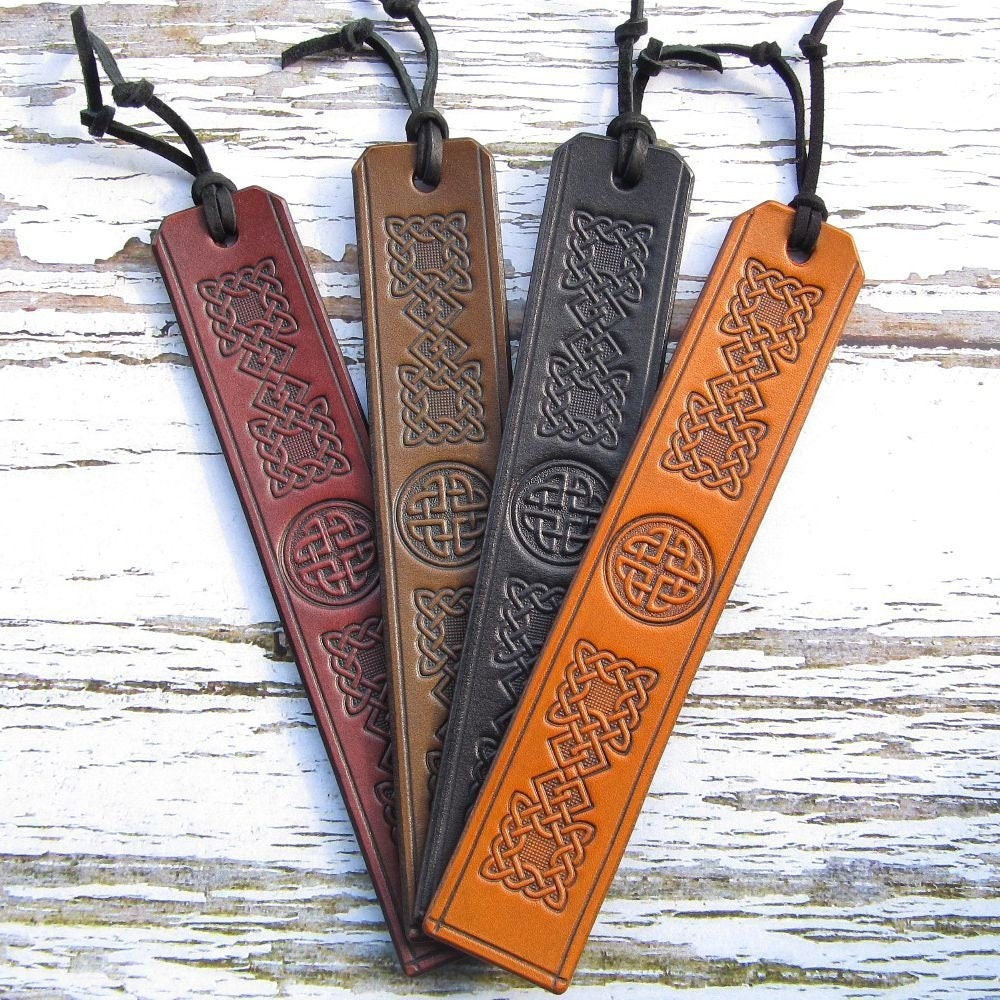 Celtic Leather Bookmark Irish Scottish Leather Book Mark Etsy