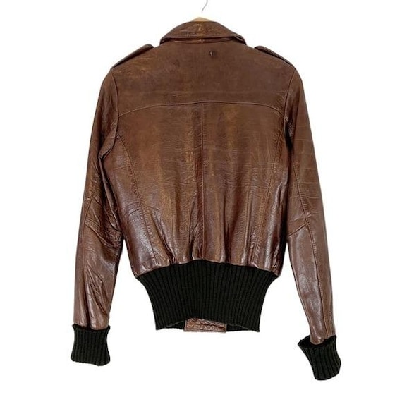 DOMA Womens Leather Aviator Bomber Jacket Size Large Brown Etsy Canada