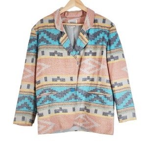 Vintage Bill Blass Western Southwestern Aztec 80s 90s Blazer Jacket Size Medium