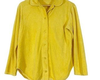 Vintage 60's Loretta Harper Terry Cloth Long Sleeve Yellow Size S/M