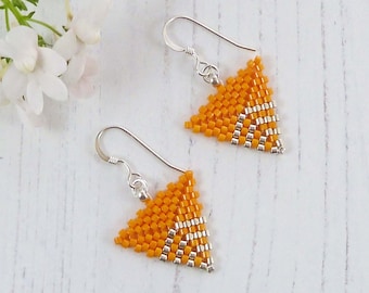 Bright Yellow Triangle Earrings, Sunshine Yellow, Geometric, Women's Gift, Friend Birthday, Colourful Triangles, Bold Statement Earrings