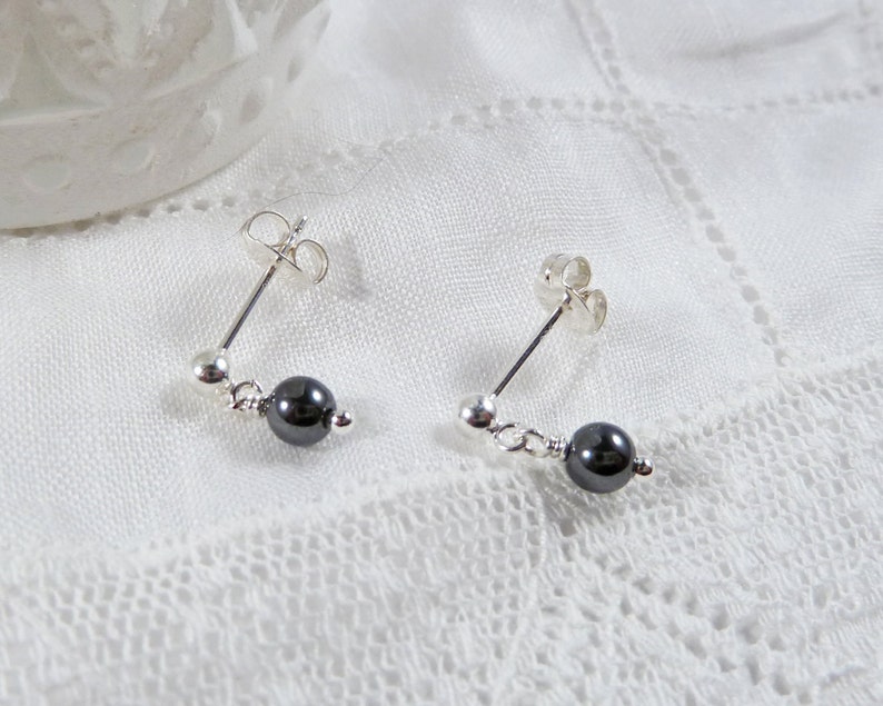 Tiny Stud Earrings Hematite Earrings Black Gemstones Budget Etsy UK