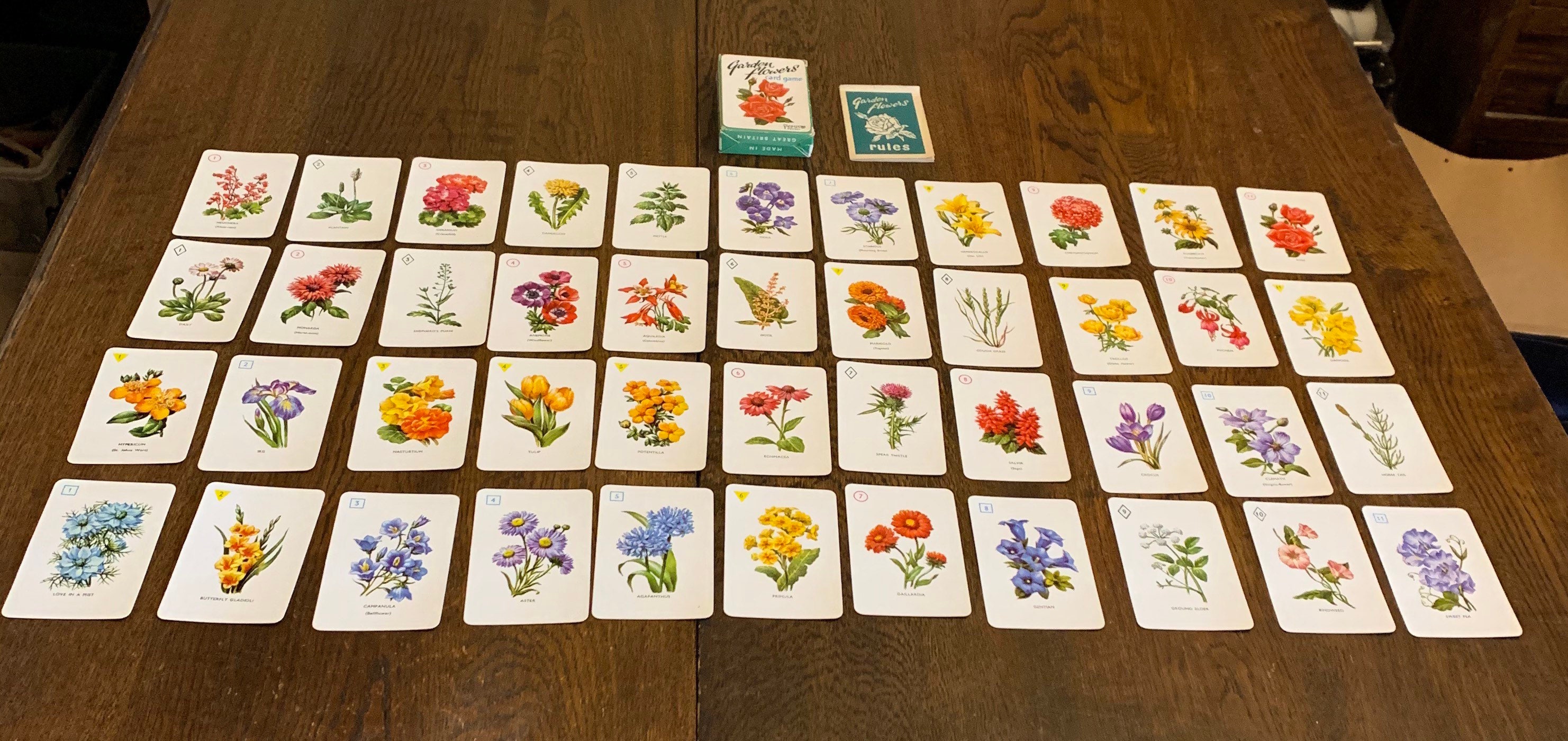 Vintage Garden Flowers Card Game by Pepys 1961 boxed with Etsy