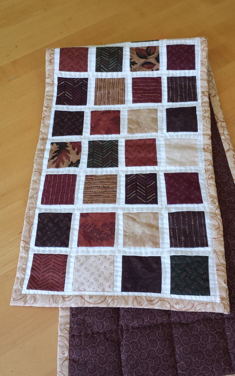 Autumn Squares Table Runner 10.5 x 39