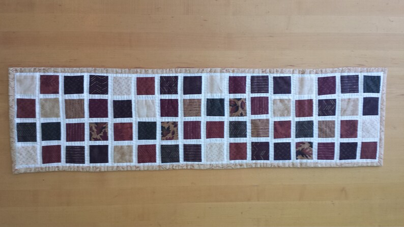 Autumn Squares Table Runner 10.5 x 39