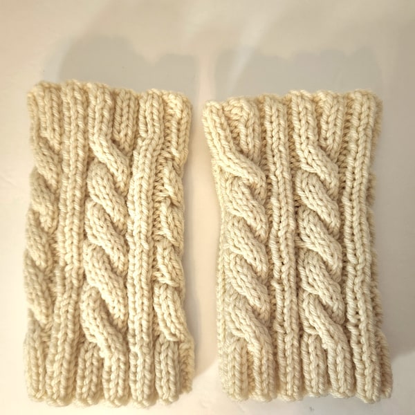 Hand Knit Aran Cabled Boot Cuffs - Adult Woman's Size