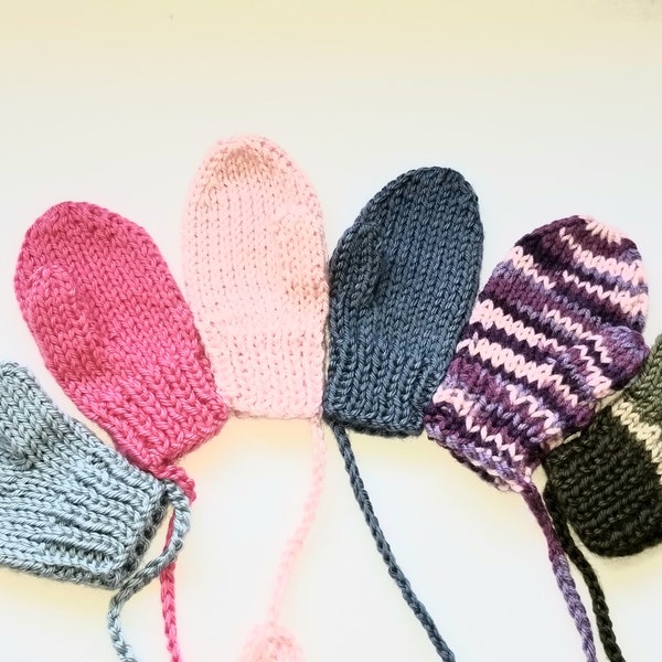 Hand Knitted Toddler's Mittens in 6 Colors - 1 to 3 Years