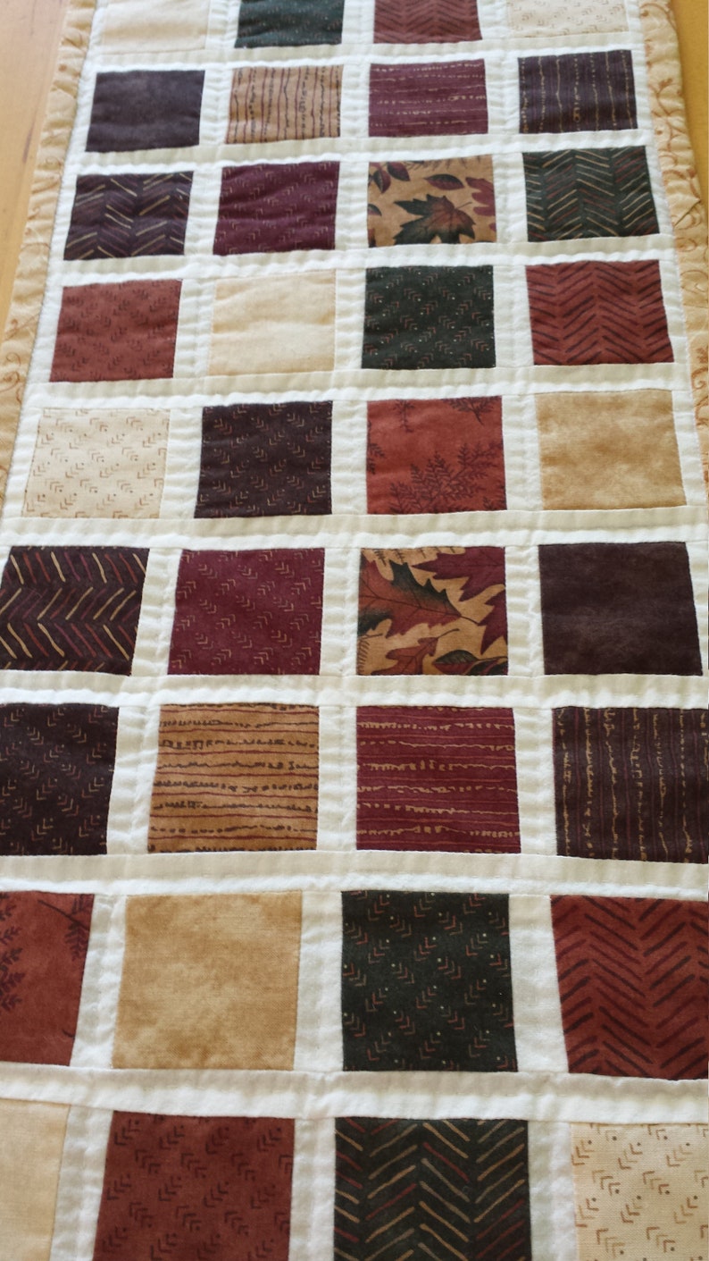 Autumn Squares Table Runner 10.5 x 39