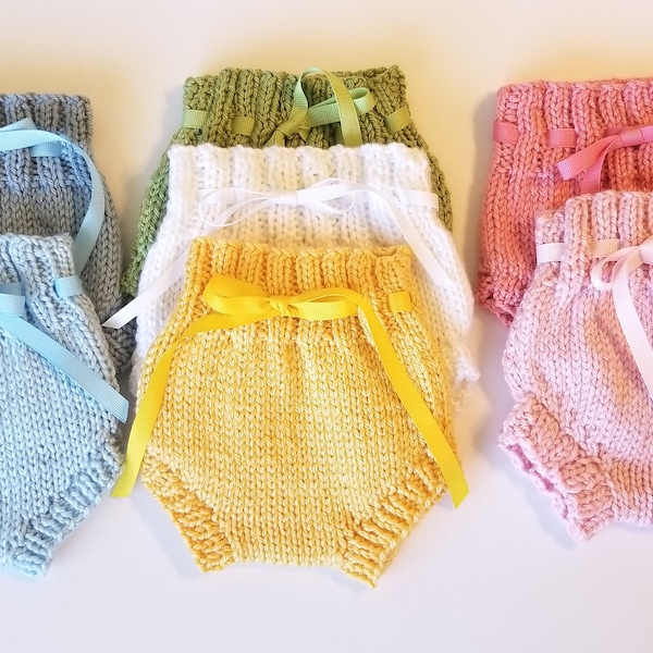 Hand Knitted Baby Diaper Cover - Newborn to 3 Months  - Choose from 7 Colors  Available