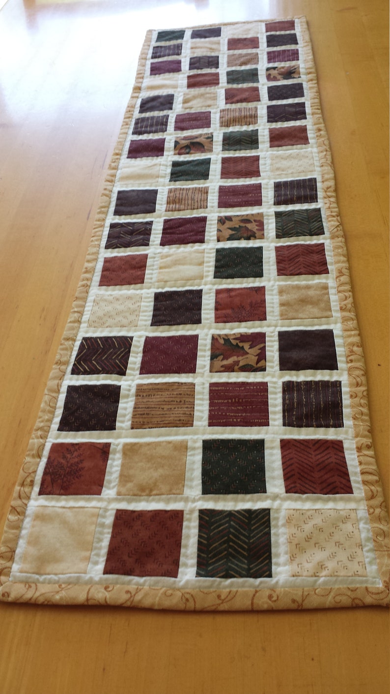 Autumn Squares Table Runner 10.5 x 39
