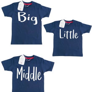 Sibling T Shirts: Big, Middle and Little - Set of 3 t-shirts