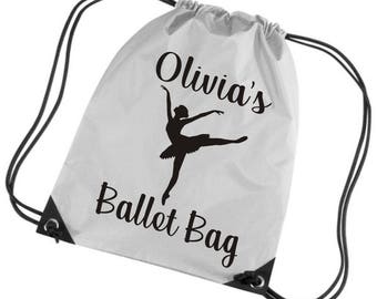 Sac de ballet personnalisé avec nom Gym / PE / Drawstring Bag