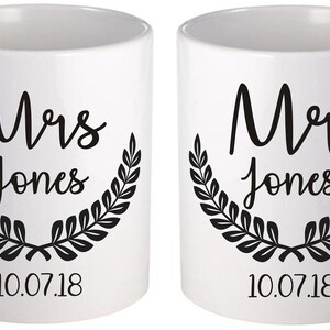 Personalised Mr and Mrs Surname and Date Mugs - Wedding Gift- Mr and Mrs Gift- Mr Mug - Mrs Mug - Mr and Mrs Mug Set