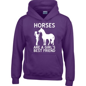 Cheval à capuche pour enfants Hip hoodie Les chevaux sont les meilleurs amis des filles Violet