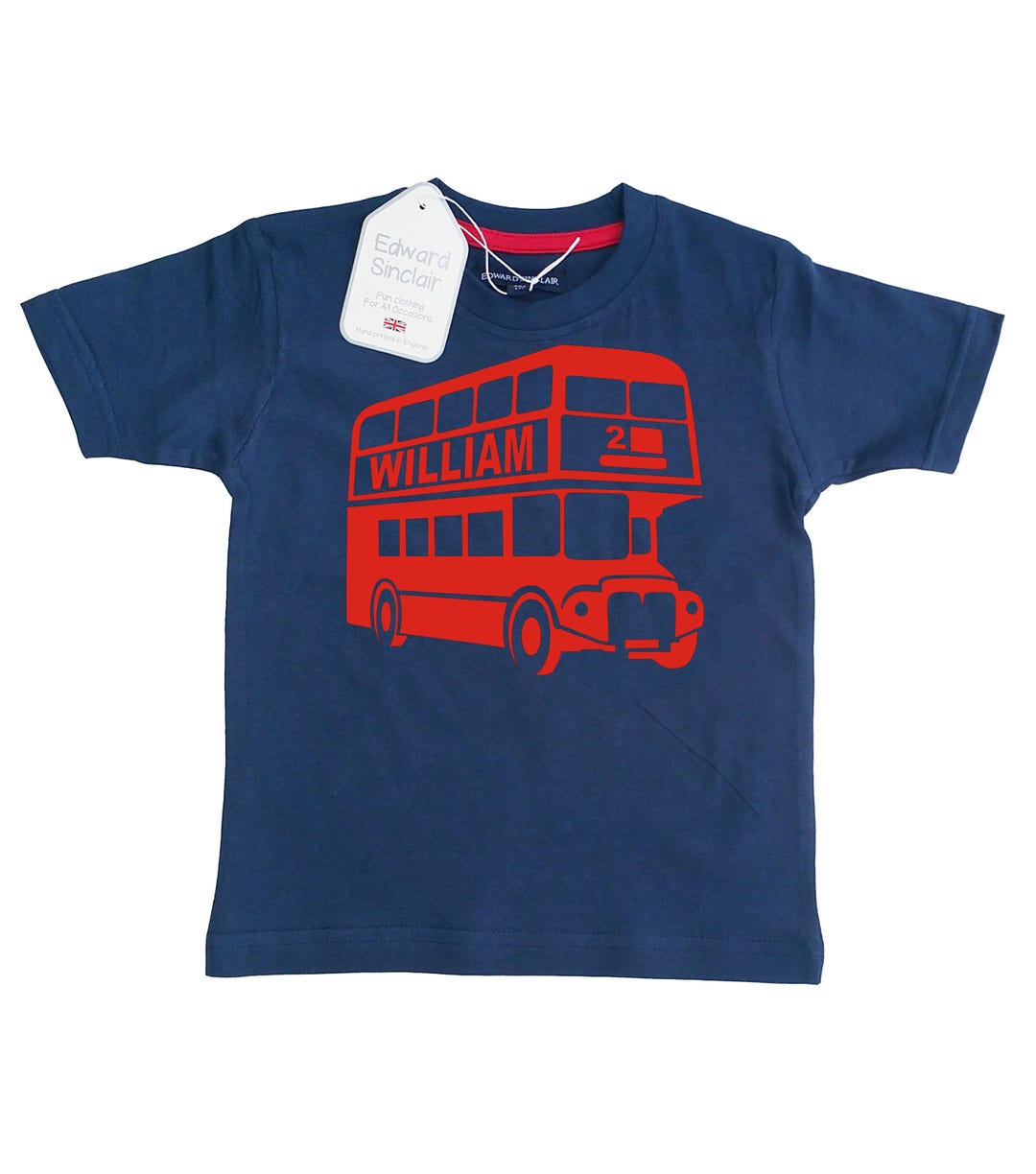 Personalised London Bus With Name and Number Children's Navy T Shirt - Etsy