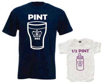 Pint and Half Pint, Matching Father Son/Daughter, Daddy Birthday Gift, Father's Day Gift Set Of Two