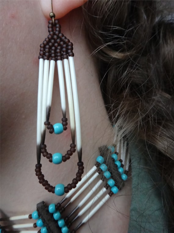 Native american 2024 porcupine quill necklace