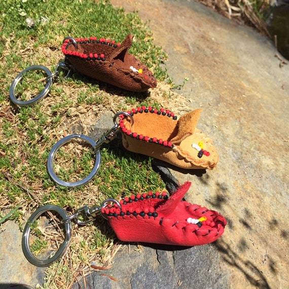 Moccasin Keychain Native American. Deer Leather or Moose Leather