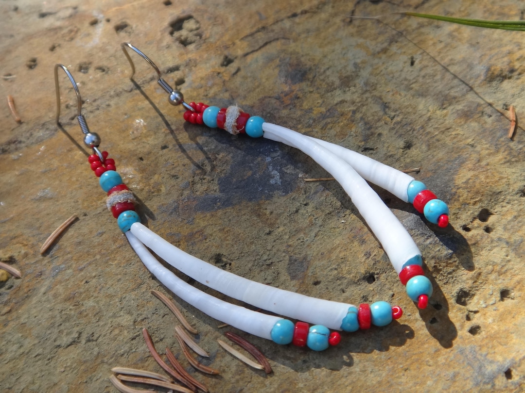 Native American Dentallium Earrings. Native American Indian Earrings ...