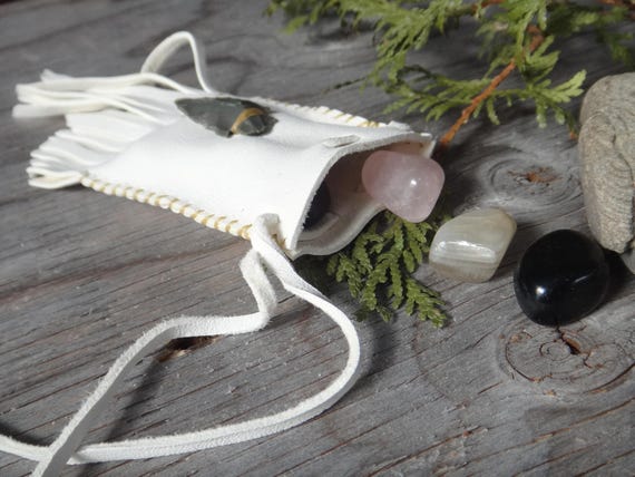 Medicine Bag. Traditional Native American Deer Leather Fringed