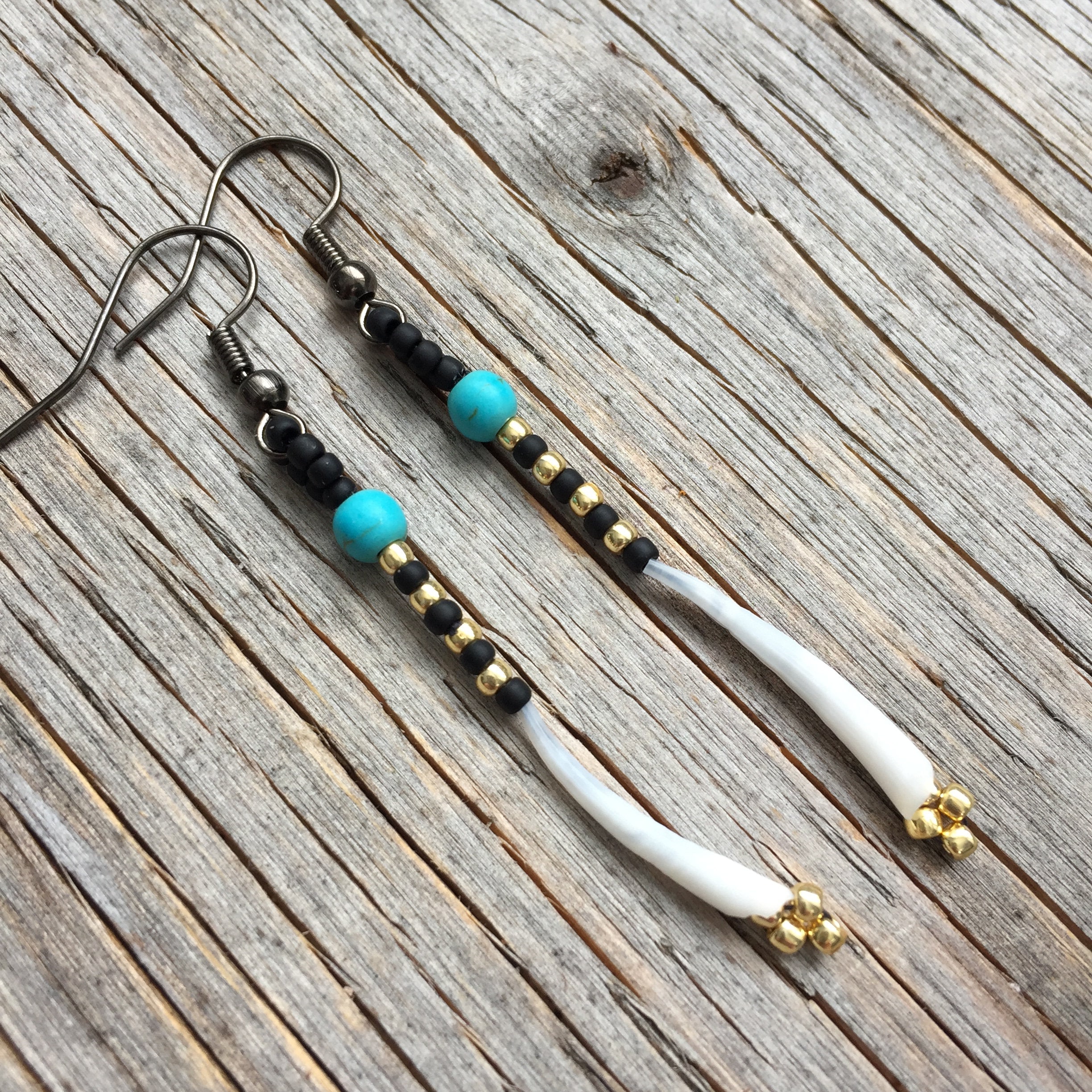 Native American Earrings. Dentals Seashell. Native Beaded Earrings ...