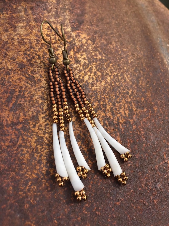 Boucles D'oreilles Longues Santo Domingo Faites Main – Coquille D'argent Naturel Et Sterling 925