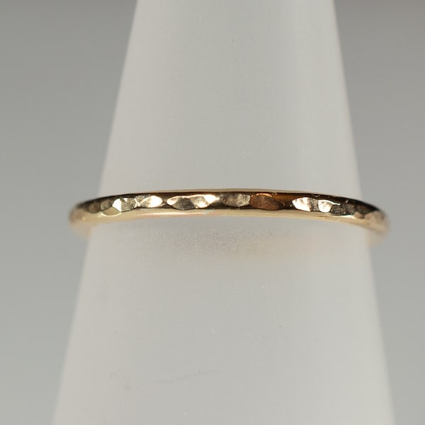 Goldfilled stacking ring hammered look