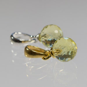 Lemon citrine ball on a silver pendant - choose your finish