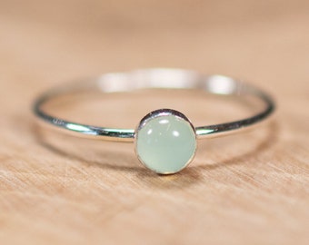 925 silver ring with light blue chalcedony