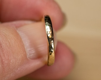 Goldfilled stacking ring hammered look semi-circular ring band