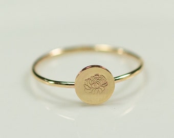Goldfilled Ring mit Geburtsblume, floraler Ring, Blumenring