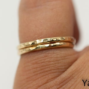 Goldfilled stacking ring hammered look image 2