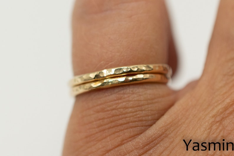 Goldfilled stacking ring hammered look image 2