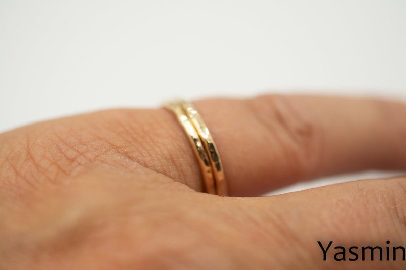 Goldfilled stacking ring hammered look image 7