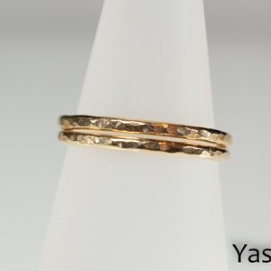 Goldfilled stacking ring hammered look image 3