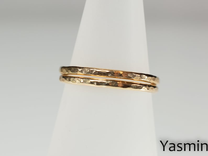 Goldfilled stacking ring hammered look image 3