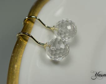 585er yellow gold with faceted rock crystal