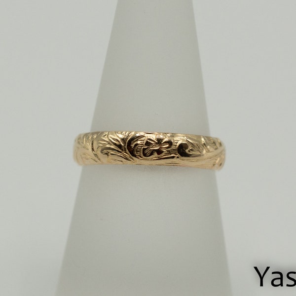 Breiter goldfilled Ring mit floralem Muster