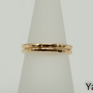 Goldfilled stacking ring hammered look image 6